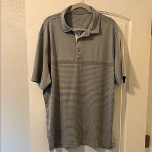Bobby Jones Gray Short-Sleeve Polo with Subtle Stripe Texture Golf